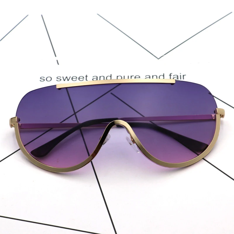 Gradient purple CCSPACE, без оправы, золотые, прозрачные, солнцезащитные очки для женщин, фирменный дизайн, солнцезащитные очки пилота, негабаритная оправа, пикантные очки, Lunette Femme C'45026 - Цвет линз: Gradient purple