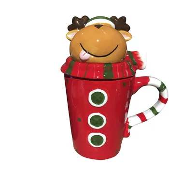 Hot 3D Christmas Mugs with Elk/Snowman/Penguin/SantaClaus Lid Coffee Mugs Milk Mugs Tea Cups Thermos Water Bottle Christmas Gift
