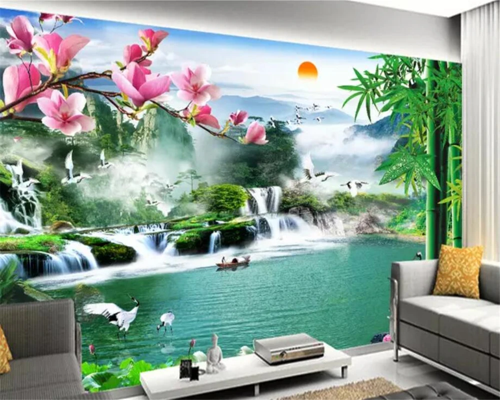 3D обои beibehang на заказ фотообои с изображением цветов бамбука магнолии пейзажа