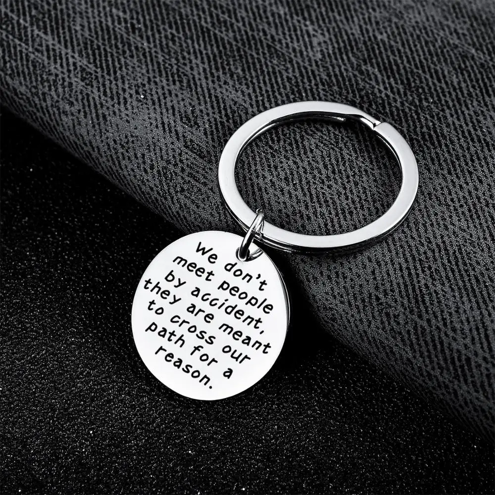 12PC/Lot Stainless Steel Keychain Coworker Leaving Gifts Women Men Keyring Retirement Jewelry We Don't Meet People by Accident |