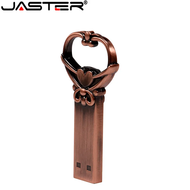 JASTER модный металлический бронзовый ключ креативный USB флеш-накопитель USB 2,0 4 ГБ 8 ГБ 16 ГБ 32 ГБ 64 Гб внешний накопитель диск памяти