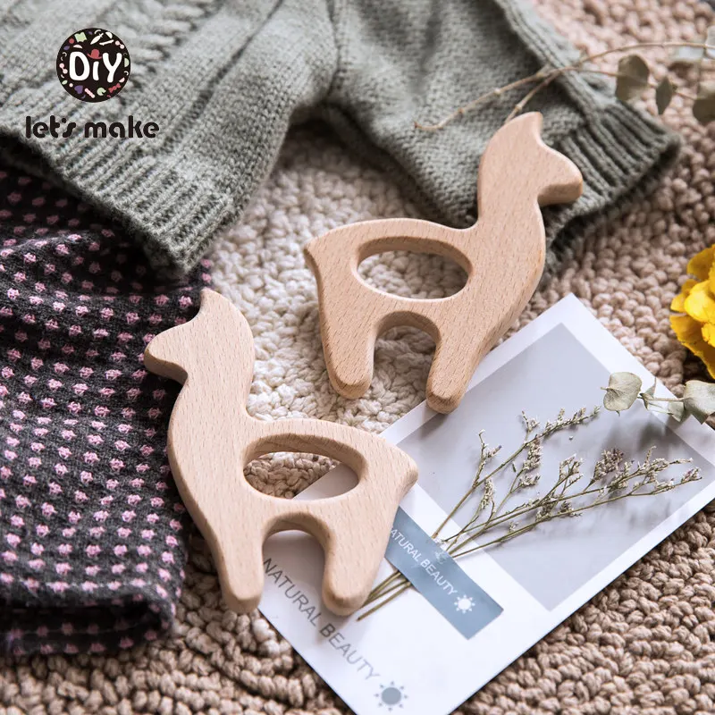 Давайте сделаем 1 шт. животных Пищевой Деревянный Прорезыватель милый бук дерево