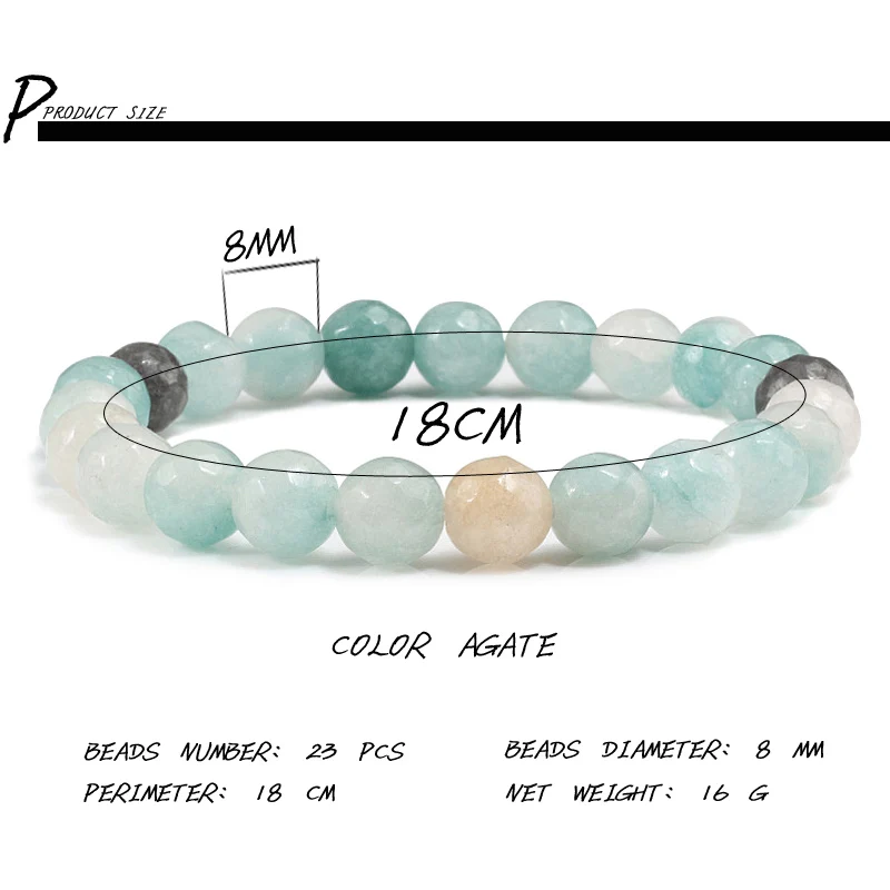 Браслет из натурального камня с бусинами 8 мм небесно голубой цвет энергии для