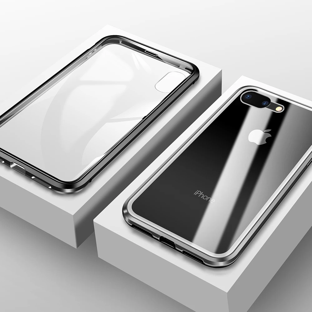 360 градусов Полный Магнитный чехол для iPhone X XS Max XR 8 7 6 Plus Крышка передняя задняя стекло чехол для iPhone 8X6 S плюс Магнит Чехол
