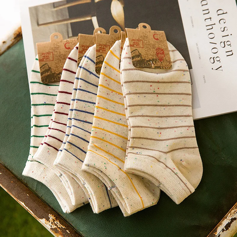 Носки-невидимки в полоску дышащие удобные короткие носки-невидимки украинские