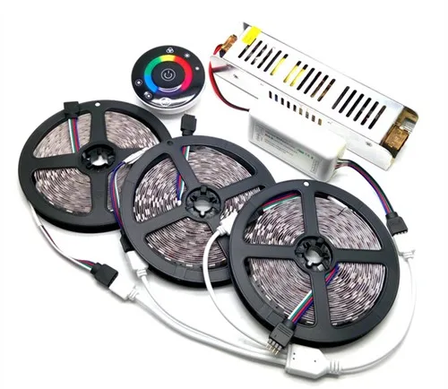 5 м/10 м/15 м/20 м IP20/IP65 Водонепроницаемый 5050 RGB набор светодиодных лент+ 7 клавиш 2,4 г Беспроводной RF сенсорный контроллер+ 12 В адаптер питания