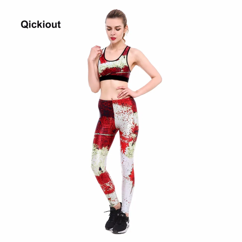 Qickitout 2017 Новый комплект с бюстгальтером и леггинсами для фитнеса повседневные