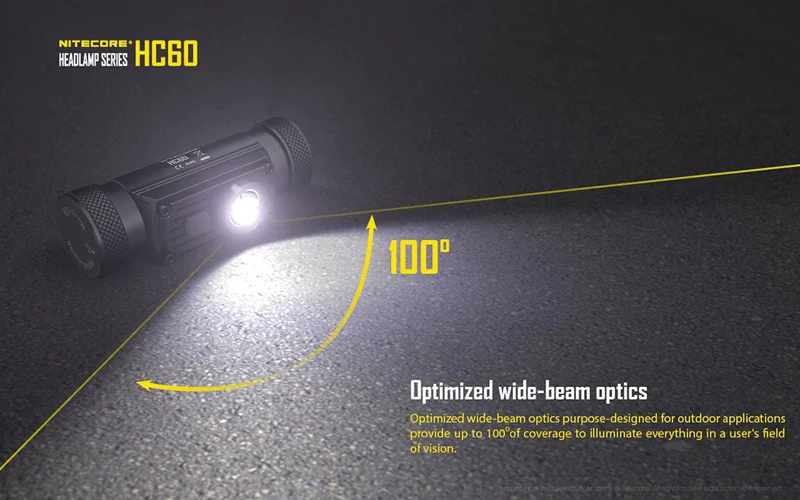 Лучшие продажи Nitecore HC60 1000 люмен CREE XM-L2 U2 светодиодный USB Перезаряжаемые фары с 3400 мА/ч, 18650 Батарея