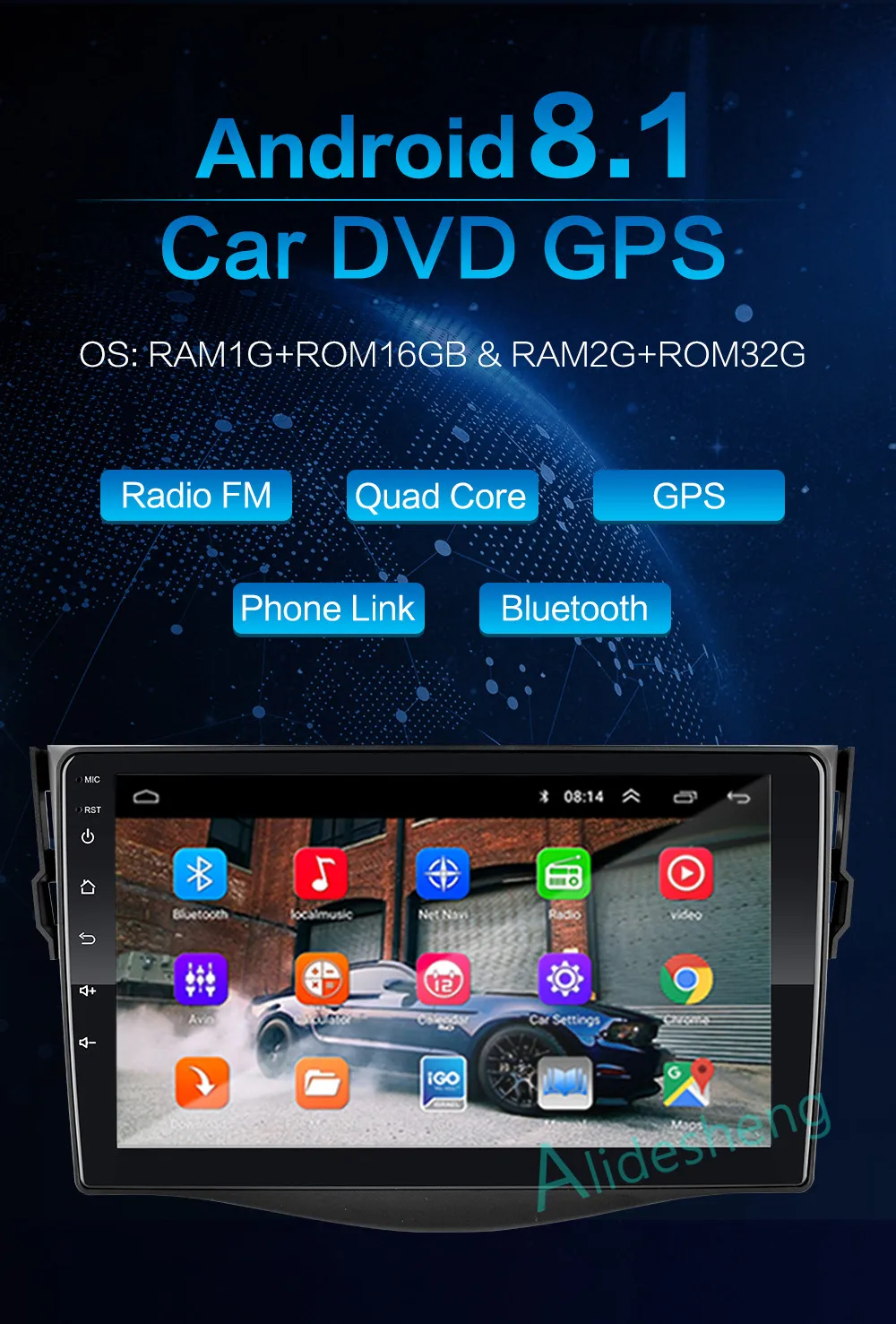 2G+ 32G 2.5D 2Din Android 8,1 автомобильный dvd мультимедийный плеер gps для RAV4 Rav 4 2007 2008 2009 2010 2011 navigatio WiFi BT