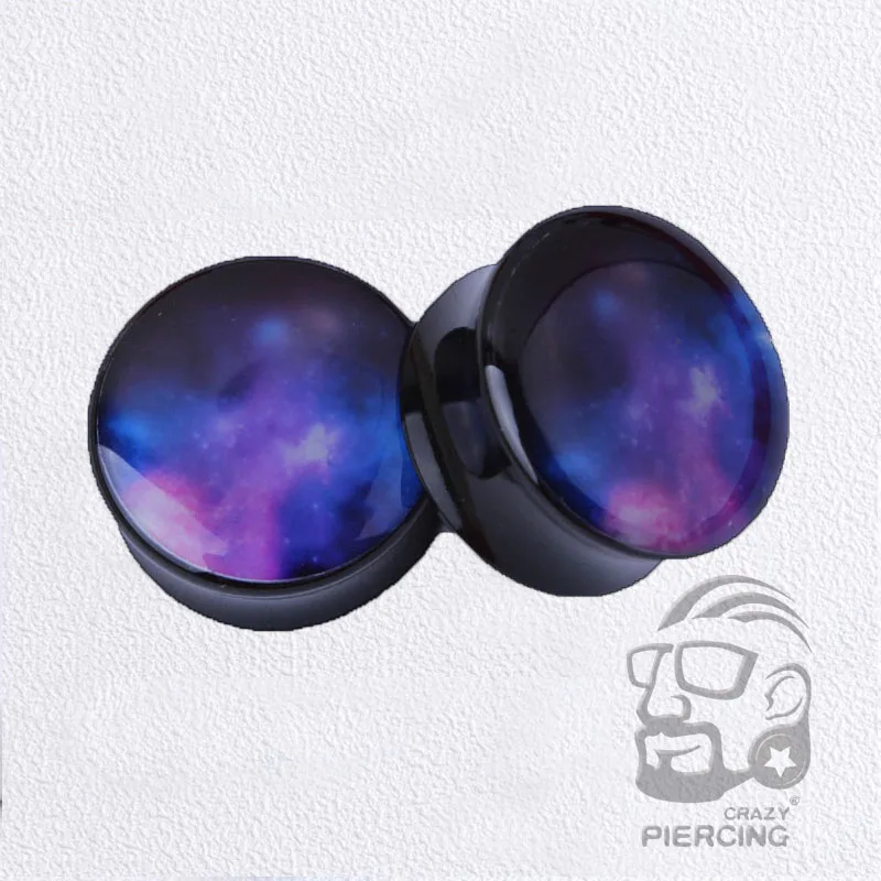 Акриловые затычки для ушей 2 шт. дизайн с логотипом звездного неба штекер тоннель