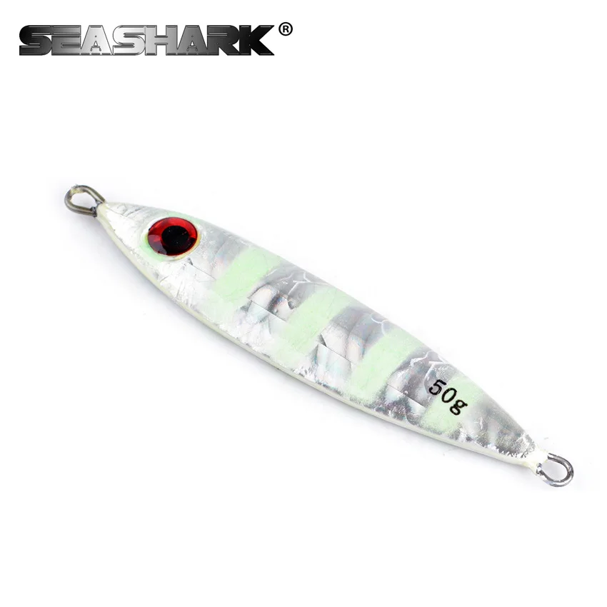 SEASHARK 30g 40g 50g 60g Metal Jigging Fishing Spoon Iron Plate Long shot Laser Luminous Lead Baits Sea Jig Lures | Спорт и
