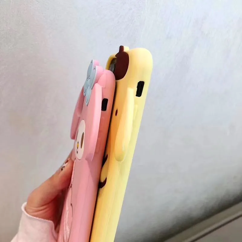 Мягкий силиконовый чехол для iphone 6 6s 7 8 plus X XS MAX XR с милым мультяшным 3D розовым