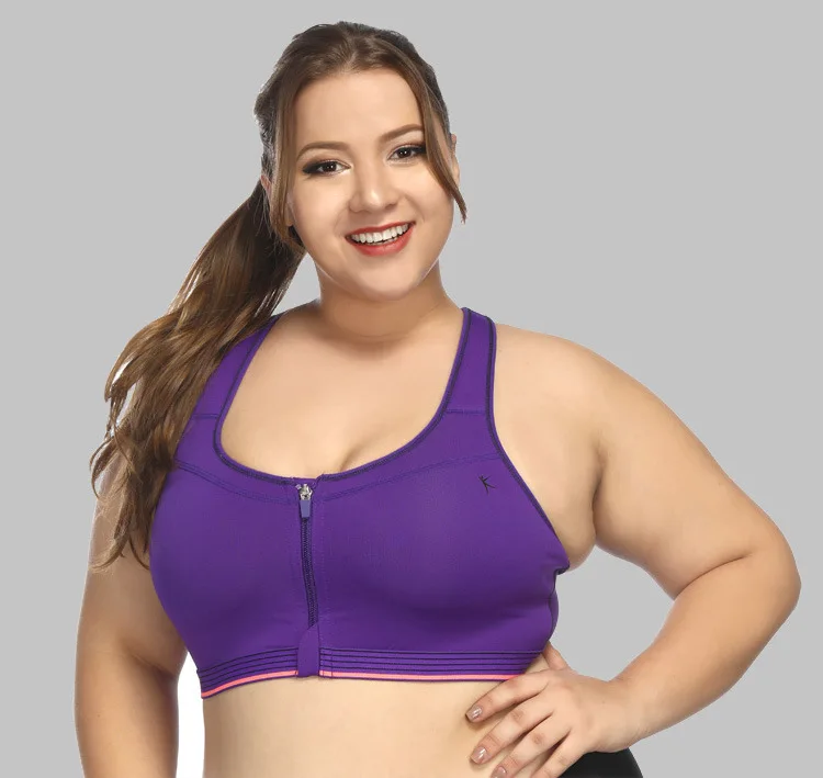Быстросохнущий Спортивный бюстгальтер размера плюс на молнии спереди для женщин