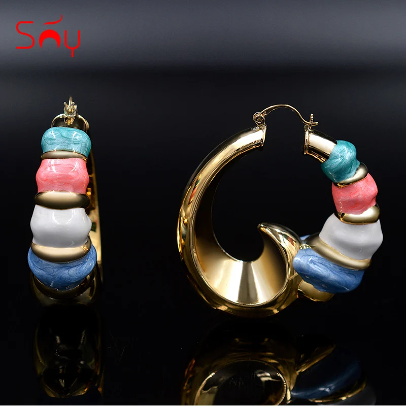 

Sunny Jewelry 2021 Big Hoop Fashion Earrings For Women High Quality Colorful Glaze Fairy Heart For Party Wedding Daily Wear Gift