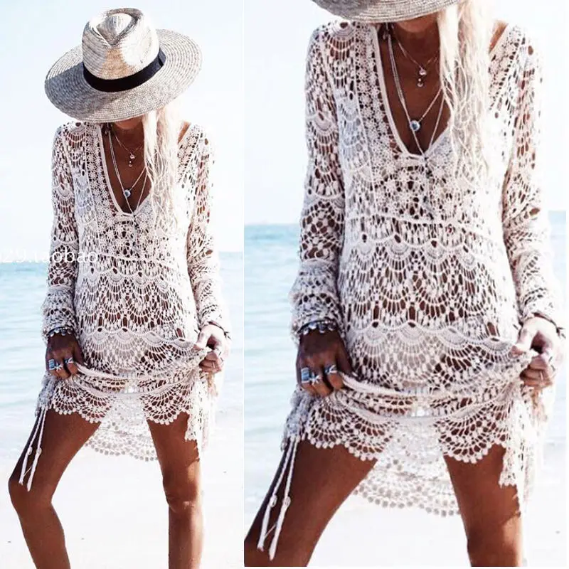 Женский кружевной купальник-бикини Пляжная накидка-топ накидка в турецком стиле