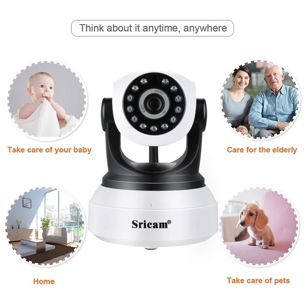 Оригинальная Sricam SP017 Беспроводная 720P IR Cut камера ночного видения P2P детский