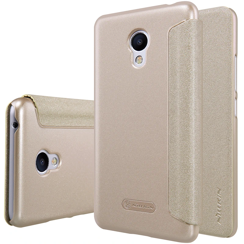 Gold Чехол NILLKIN для Meizu M3S, Блестящий Защитный кожаный чехол, чехол для Meizu M3S для meilan 3s Mini, флип-чехол с умным режимом сна - Цвет: Gold