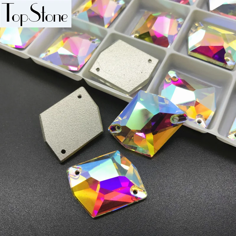 TopStone K9 пришить#3265 кристалл AB космические пришитые камни плоские с оборота 11x14 13x17 16x20 мм Швейные стеклянные бусины для ювелирных изделий