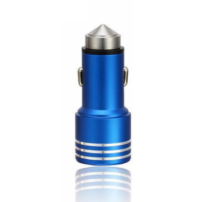 Автомобильное зарядное устройство Mini USB с двумя портами металлическое