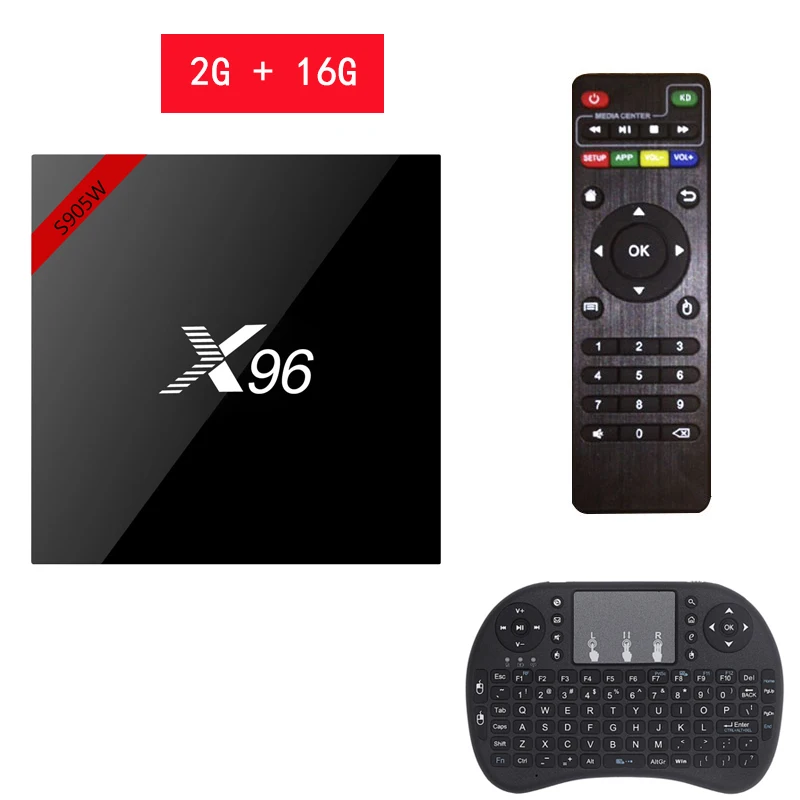 2G 16G Add keyboard X96 W Мини Android 7,1 Смарт ТВ приставка 2 ГБ/16 ГБ ТВ приставка X 96 мини Amlogic S905W H.265 4K 2,4 ГГц WiFi медиаплеер телеприставка X96mini - Цвет: 2G 16G Add keyboard