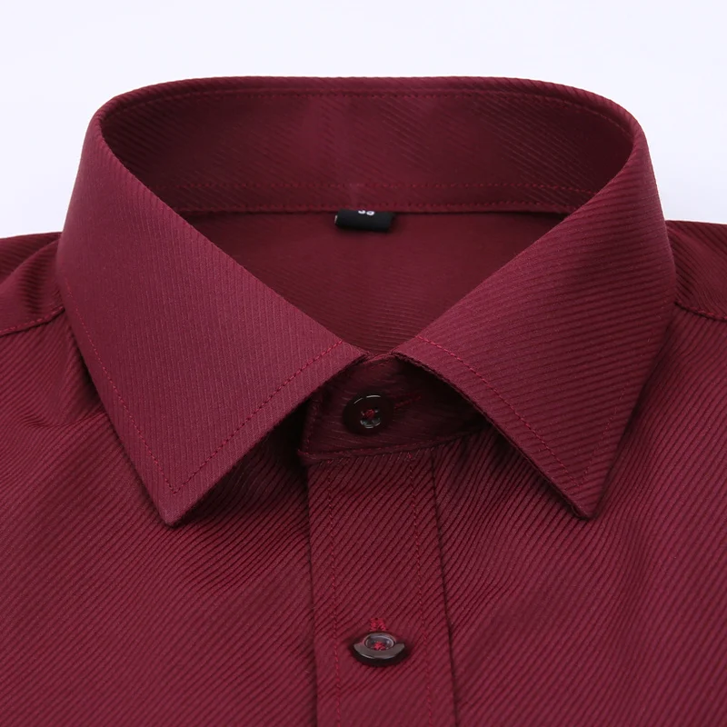 2021 Male Social Shirt Black Blue White Purple Red Pink 4XL Men's Business Casual Long Sleeve Twill Solid Color | Мужская одежда