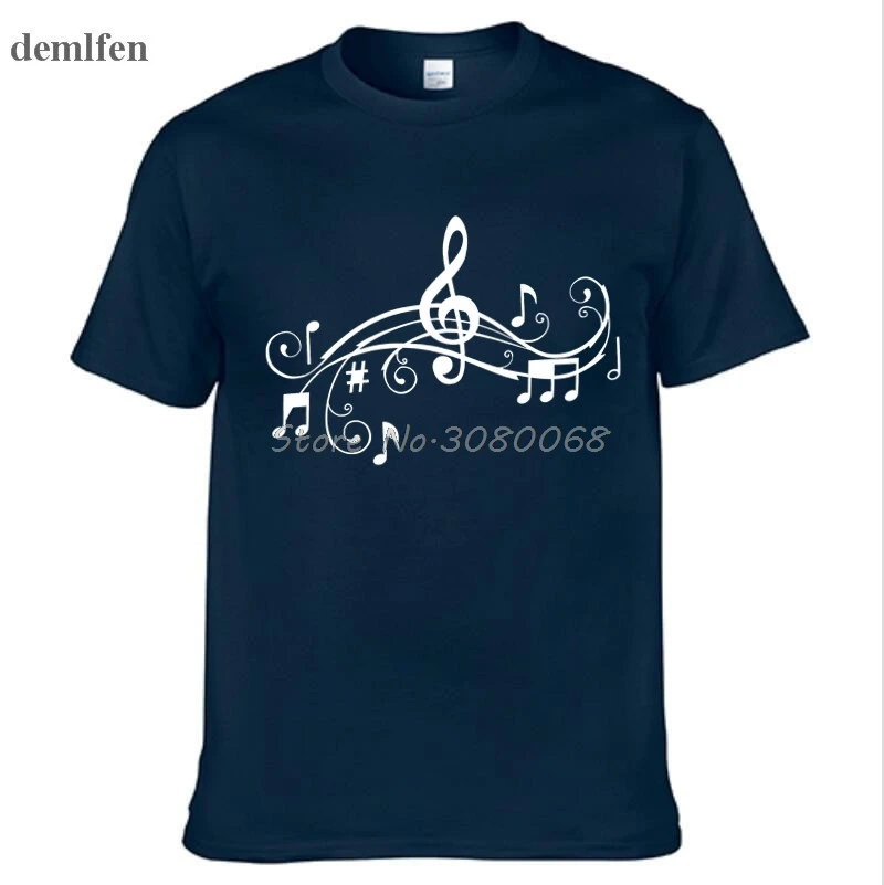 Funny Art Music Notes Design T-shirt Hipster Printed Cool Tee Men's Cotton Short Sleeve T Shirt Birthday Gift | Мужская одежда
