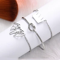 fashion hollow elephant crown knotted bracelet set opening multilayer bangle female charm jewelry for women girls accessories
