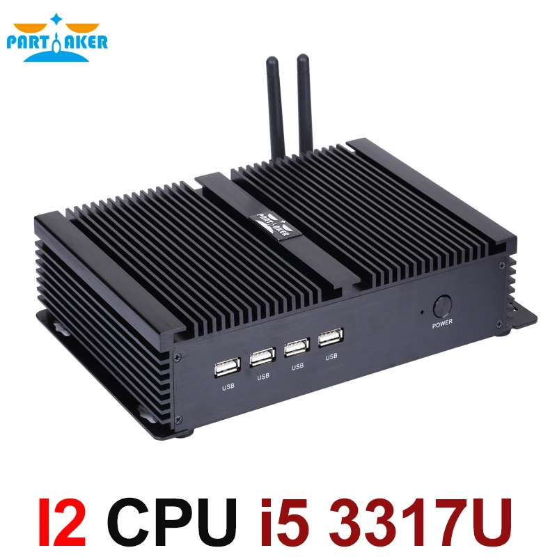 Причастник Intel Core i5 3317u промышленный ПК безвентиляторный мини Windows 10 HDMI VGA 4 RS232