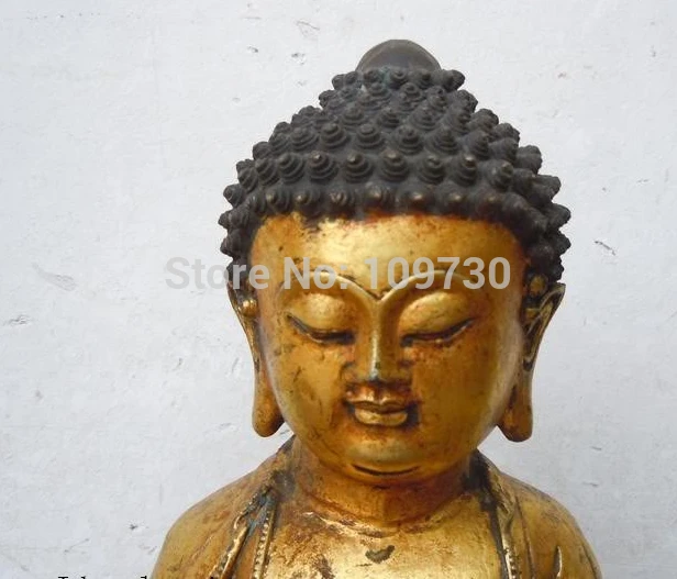 bir 002337 13&quotChina bronze gild carved Buddhism Sakyamuni buddha Sculpture statue |