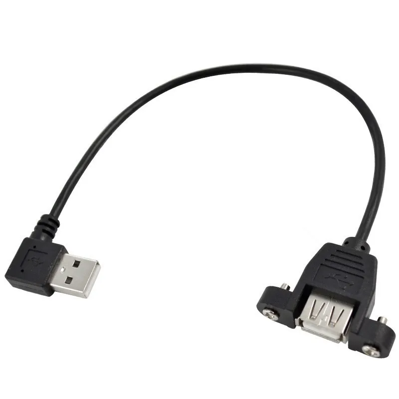 Удлинительный кабель 25 см USB 2 0 A гнездовой панельный с левым угловой штекером|left