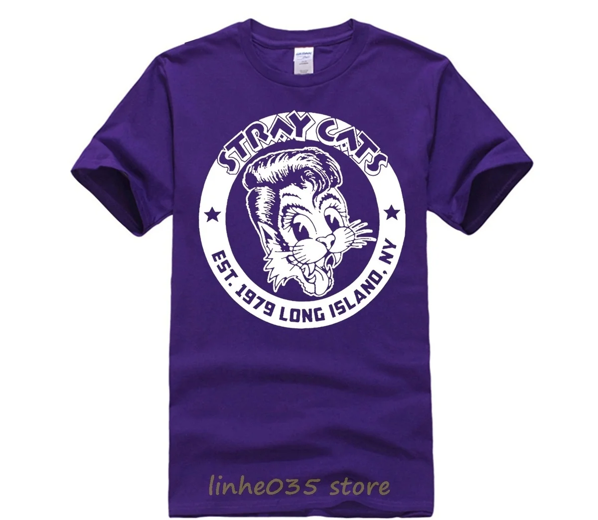 Мода для мужчин s Stray Cats основана 1979 Slim Fit Графическая печатная Футболка Черная