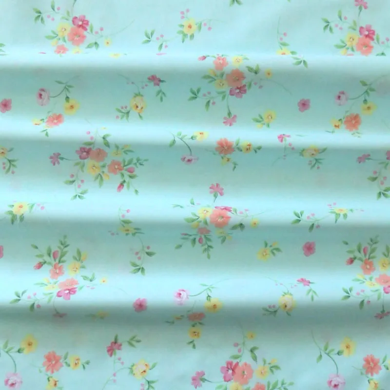 Fashion 50x160cm Pink Green Colorful Flowers &amp Stipe Printed Cotton Fabric For DIY Sewing |