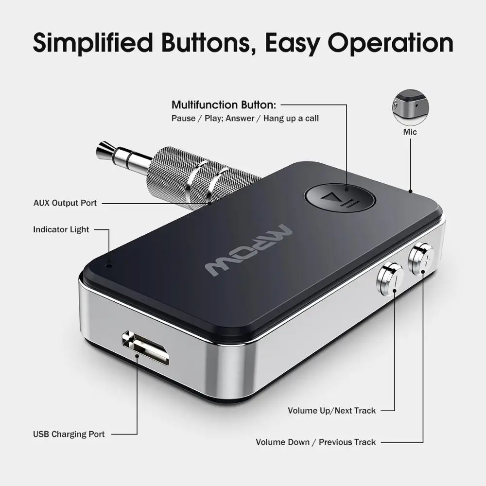 Mpow беспроводной Bluetooth 5 0 адаптер 3D объемный стерео Hifi аудио с 10 часами времени