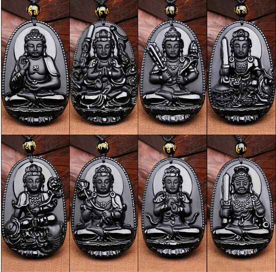 LL &ltПодвеска из натурального обсидиана восемь хранителей двенадцать знаков