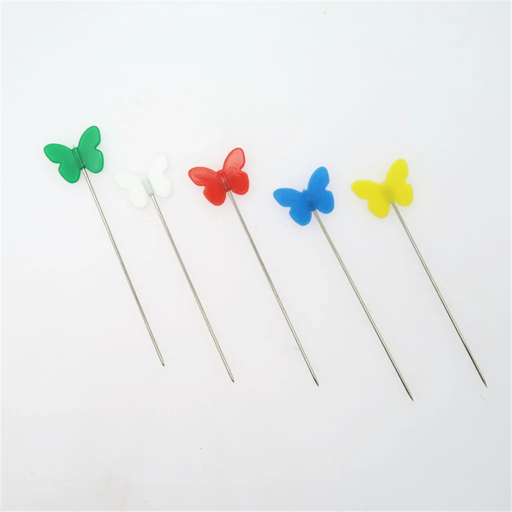 Красочные 100 штук швейных штифтов бабочка плоская головка штифты прямые стеганые