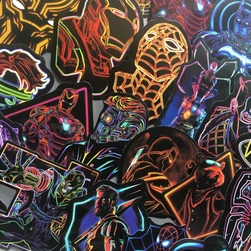 65 шт неоновый супергерой чудо граффити наклейки для мотоцикла и чемодана ноутбук