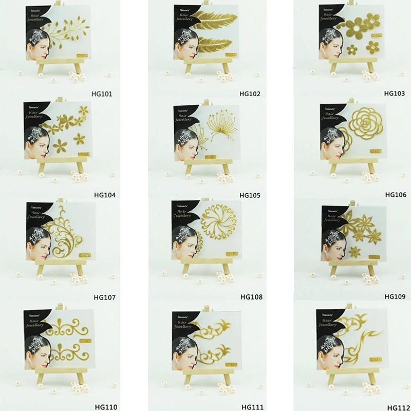 1 лист шикарная блестящая татуировка для волос металлический золотой цветочный