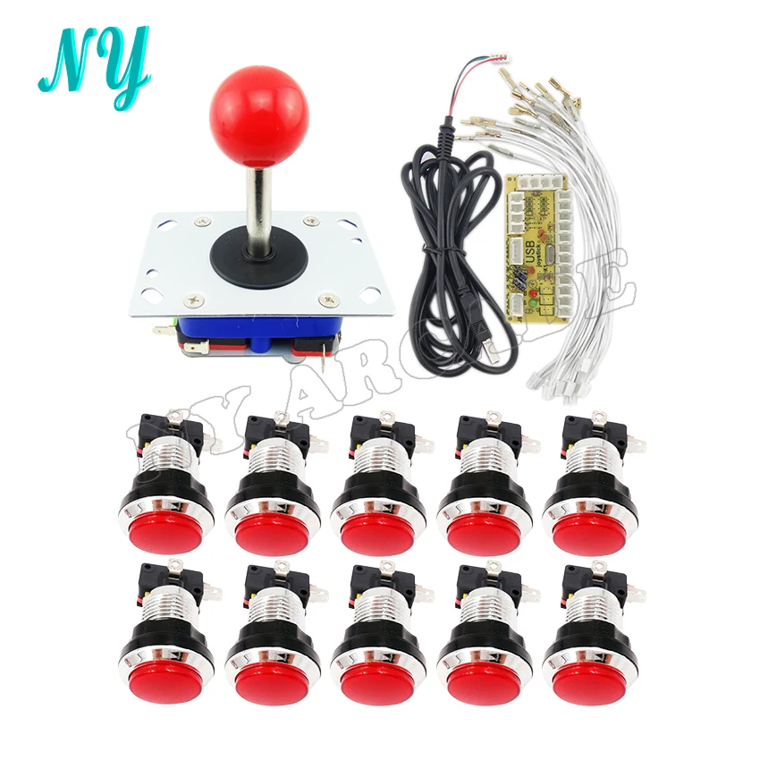 DIY аркада джойстик комплекты кистей 5 pin 33 мм Хромированный Светодиодный Свет