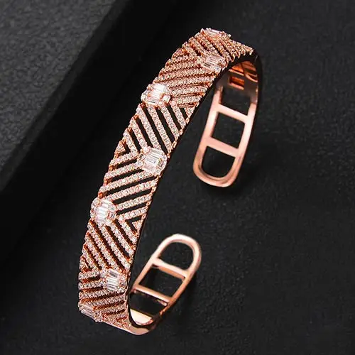 H128B Rose Gold GODKI, модный роскошный Штабелируемый браслет, манжета для женщин, для свадьбы, полный кубический циркон, Кристалл CZ, Дубай, серебряный браслет, вечерние ювелирные изделия - Окраска металла: H128B Rose Gold