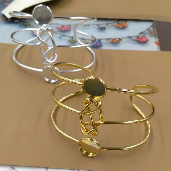 Винтажные открытые настройки браслета манжеты в стиле ретро двойные круглые