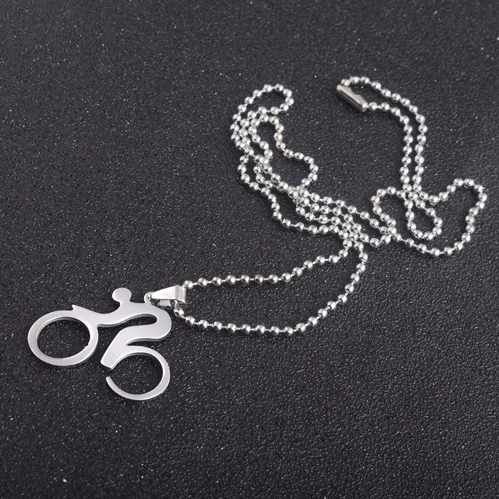 Punk Cool Bicycle Riding Cycling Men Necklace Figure Bike Rider Sport Jewelry Gift Male Stainless Steel Chain | Украшения и