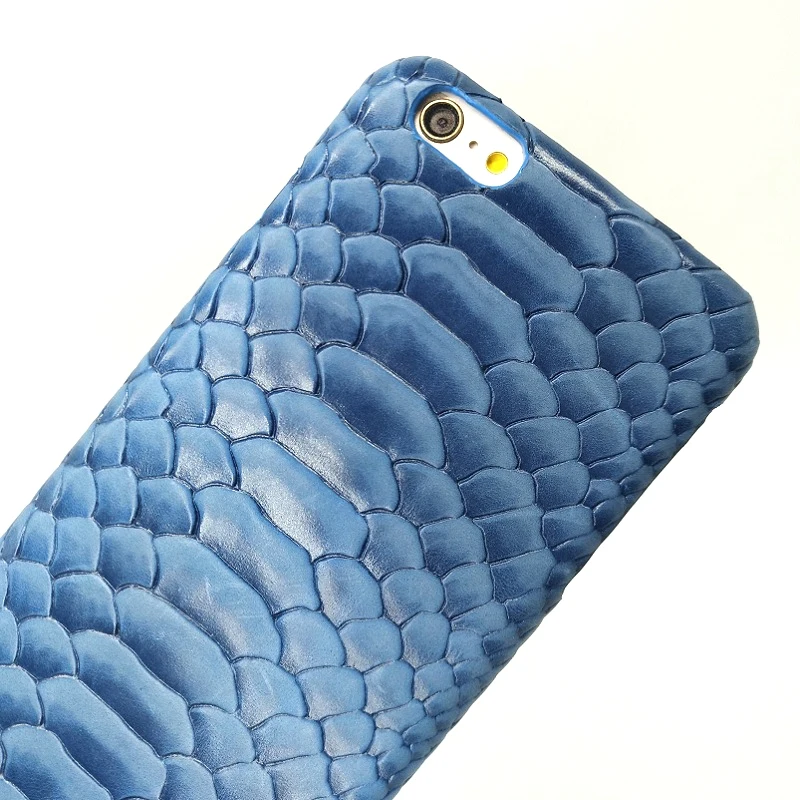 Тонкий чехол Solque из натуральной кожи для iPhone 6, 6S Plus, Роскошный чехол для мобильного телефона из кожи питона и змеиной кожи, ультратонкая жесткая задняя крышка синего цвета