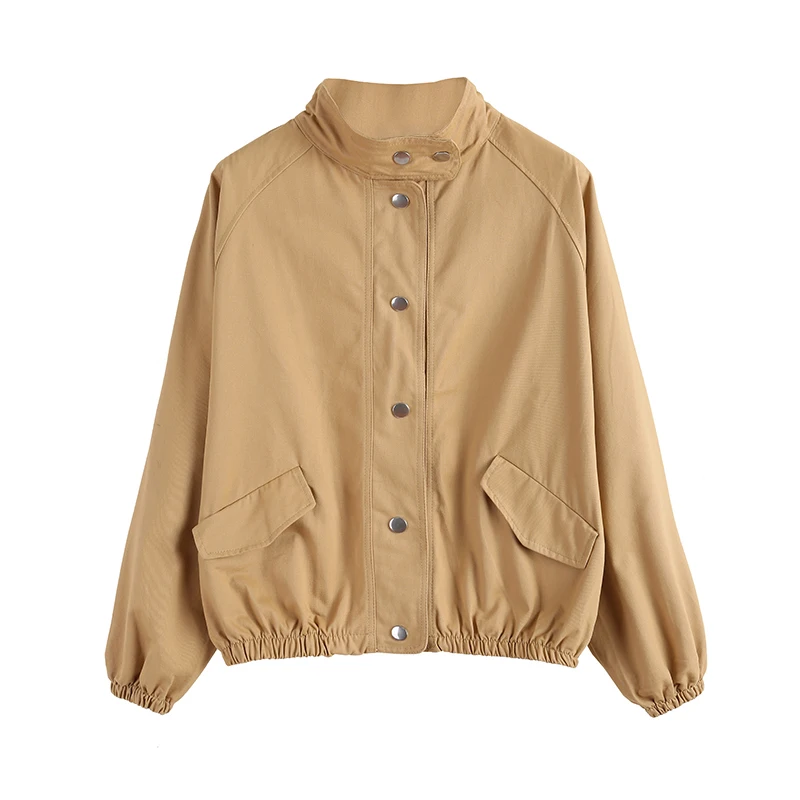 

FTLZZ Women Spring Casual Loose Jacket Single Breasted Female Solid Baseball Uniform Bomber Jacket Coats Lady Outerwear