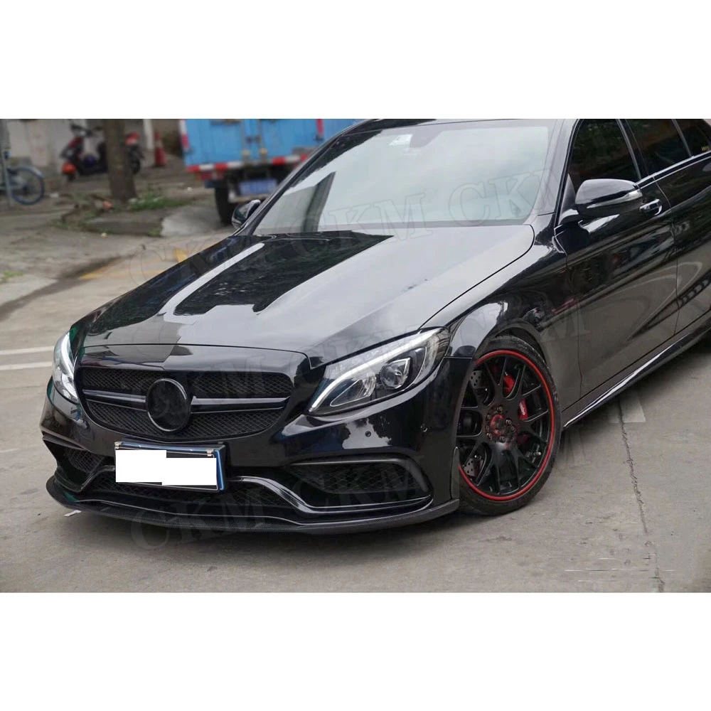 Передний спойлер из углеродного волокна с боковыми пластинами для Benz W205 C205 C63 C63s