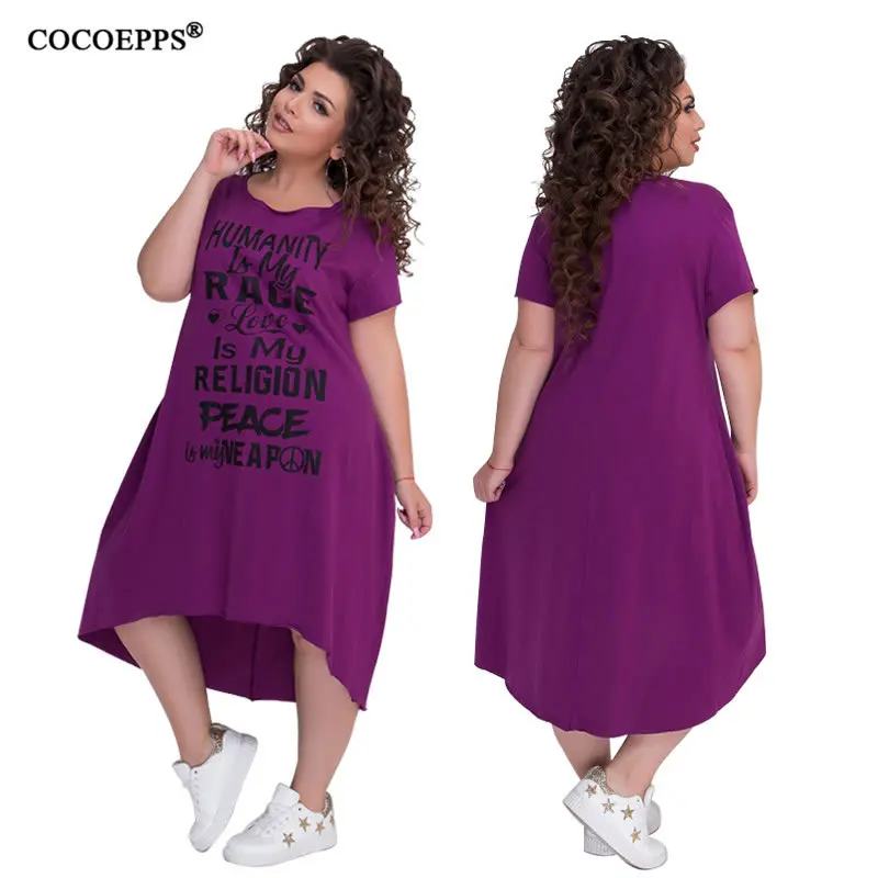 COCOEPPS, летние, повседневные, свободные, большие размеры, модные, с буквенным принтом, женские платья, большие размеры, 5XL, 6XL, необычное, длинное платье, 6XL