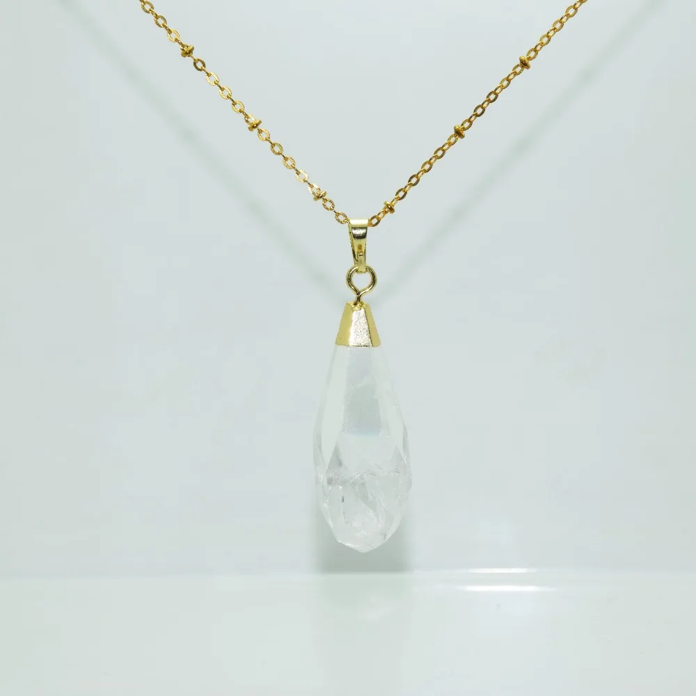 Кристалл кварца пуля кулона для ожерелье из натурального камня Белый Crystal clear