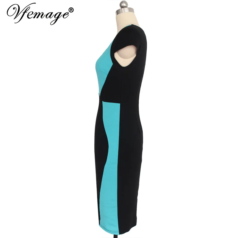 Vfemage Для женщин Элегантный Оптические иллюзии лоскутное контраст Тонкий носить