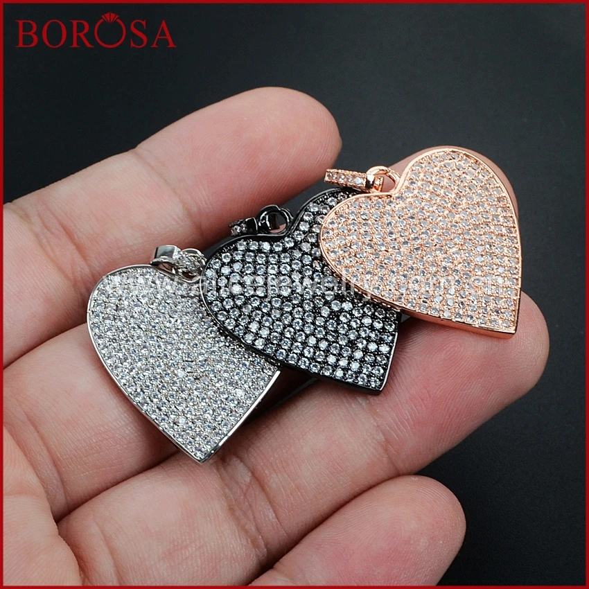 Кулон BOROSA с кубическим цирконием микро-ПАВЕ друза кулон сердце любовь cz кристалл