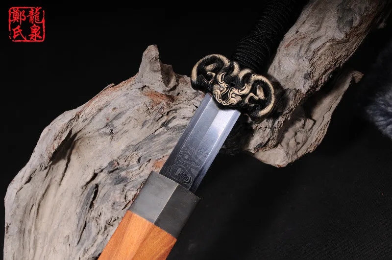 Free Shipping-Antique Chinese Sword Han Jian HandForged Folded Steel Blade Circle Lines Pattern Sharp For Collectible