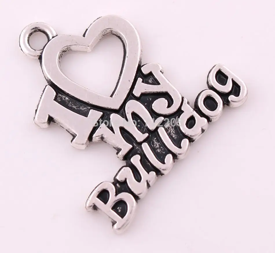 Романтическая античная серебряная серия с покрытием I LOVE MY Bulldog буквы модные